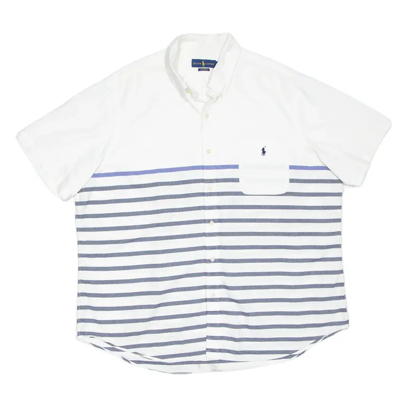 RALPH LAUREN Mens Shirt White Striped 2XL