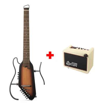 Donner HUSH™ I PRO Acoustic-Electric Travel Guitar - Sunburst Spruce / Guitar+Cyclops Amplifier