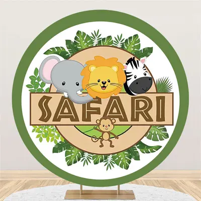 Aperturee Safari Jungle Themed Round Backdrop For Kids Party | Cake Smash Backdrop | Simple Backdrop For Birthday | Backdrop ...