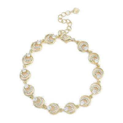 Brass Micro Pave Cubic Zirconia Link Bracelets for Women
