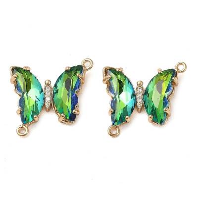 Brass Pave Faceted Glass Connector Charms