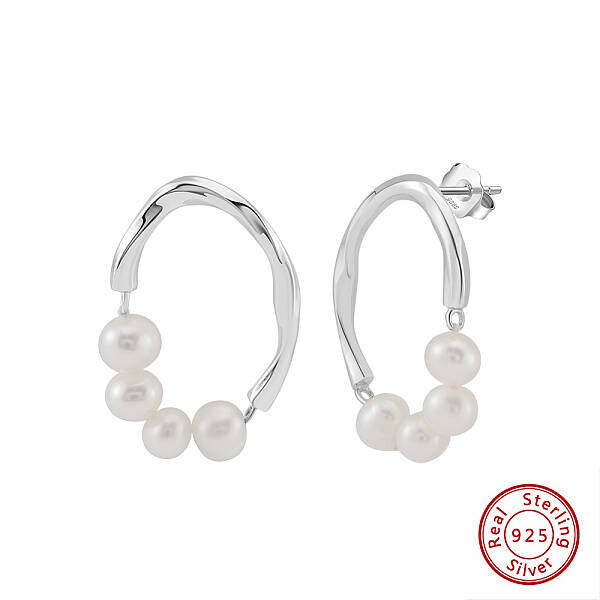 Oval Natural Pearl Stud Earrings