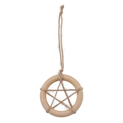 Ring with Star Wood Pendant Decoration