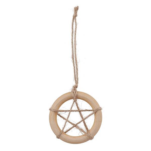 Ring with Star Wood Pendant Decoration