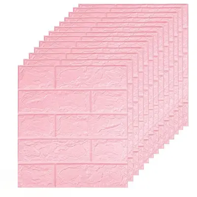 Solid Color 3D Brick Pattern Wall Sticker for Room Decor, Self-adhesive Wallpaper for Bedroom Decor, Room Accessories, Waterp...