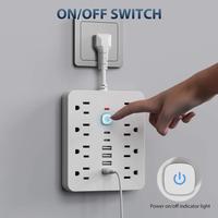 14-in-1 Power Strip with Switch & Surge Protection, Multifunctional Power Strip with 8 AC Outlets & 4 USB & 2 Type-C, Suitabl...