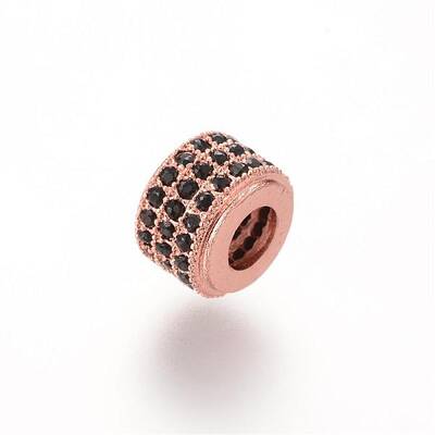 Brass Micro Pave Cubic Zirconia Beads