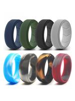 Men's Silicone Ring, Soft Camo & Plain Color Silicone Ring, Black Blue Suitable for Outdoor Fitness, Running, Hiking, Camping...