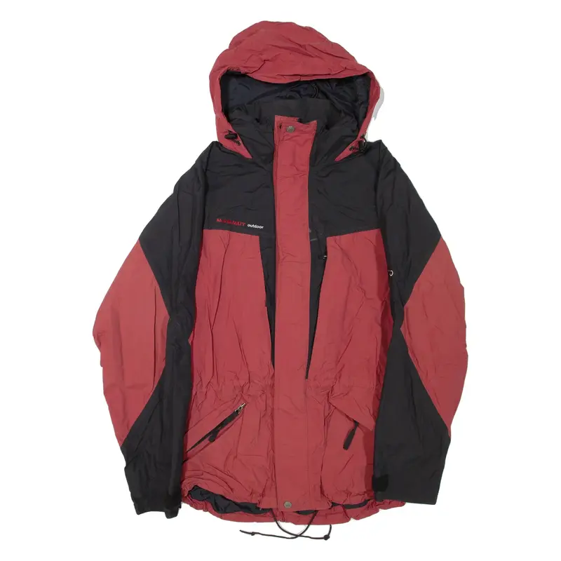 MAMMUT Mens Rain Jacket Red Hooded Colourblock M