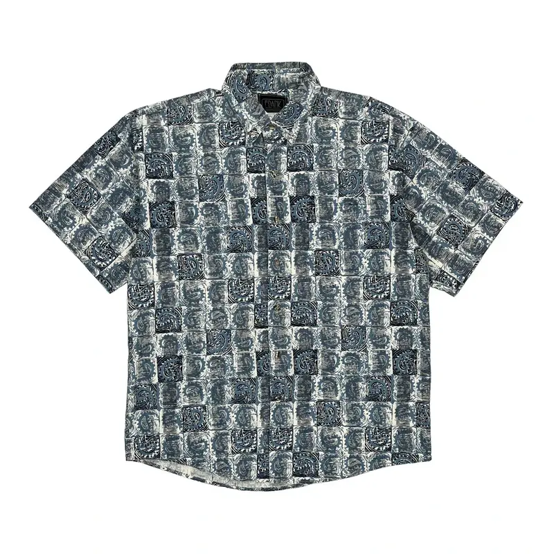 Frank Patterned Shirt - Large Blue Cotton