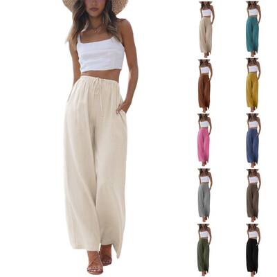 Tanming Viral 2026 Palazzo Pants for Women - Beach to Street Wide Leg  Pockets  Lightweight Summer Trousers Maxi Style W