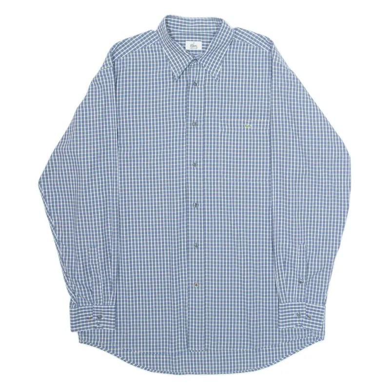 LACOSTE Mens Shirt Blue Gingham Long Sleeve L
