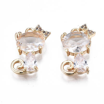 Brass Micro Pave Clear Cubic Zirconia Charms