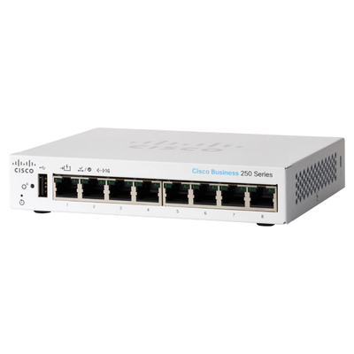 Cisco CBS250-8T-D-NA | Business 250 Series CBS250-8T-D 8 x Ports 1000Base-T Layer 3 Managed Gigabit Ethernet Smart Switch