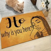 Letter & Girl Pattern Door Mat, 1 Count Non-slip Soft Floor Mat, Decorative Carpet for Home Living Room Bedroom, Home Decor, ...