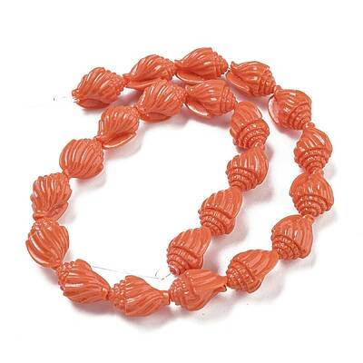 Synthetic Coral Carved Beads Strands