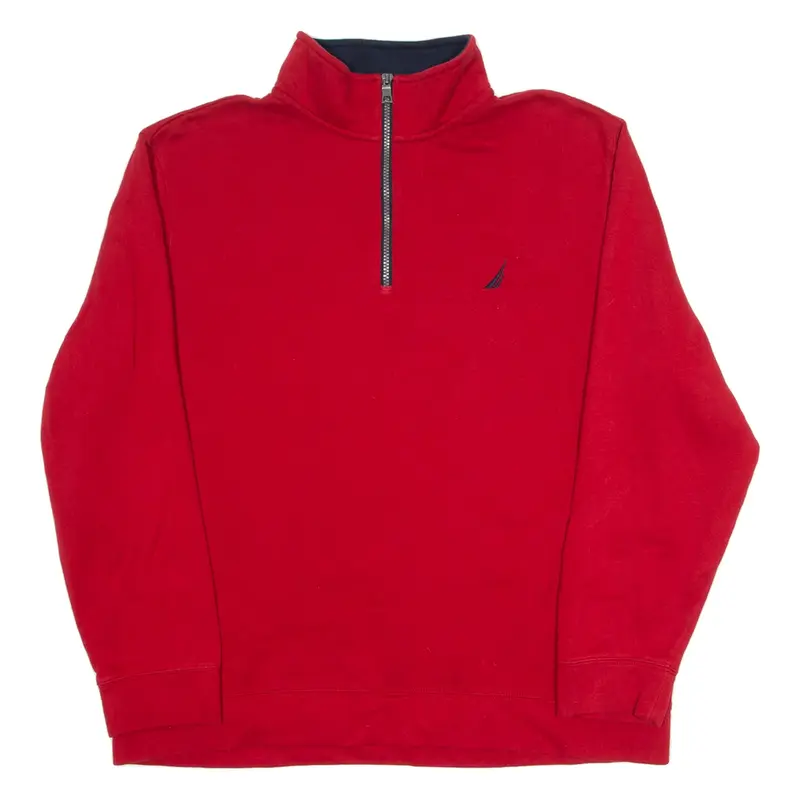 NAUTICA Mens Sweatshirt Red 1/4 Zip XL