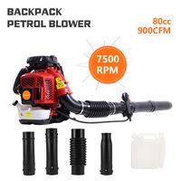 Explorinox 2-Stroke Engine 900CFM Air Volume 2.3L Tank Leaf Blower 80CC Gas Powered Backpack Snow Blower Portable Pressure