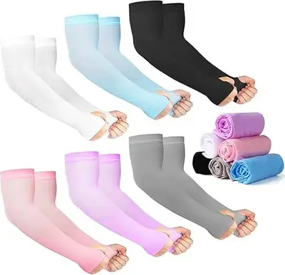 12 Pairs Sun Protection Sleeves UV Cooling Arm Men Women Sports with Thumb Hole for Driving, Golfing, Fishing, Cycling, Hikin...