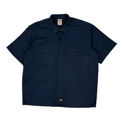 Dickies Short Sleeve Shirt - XL Navy Polyester Blend