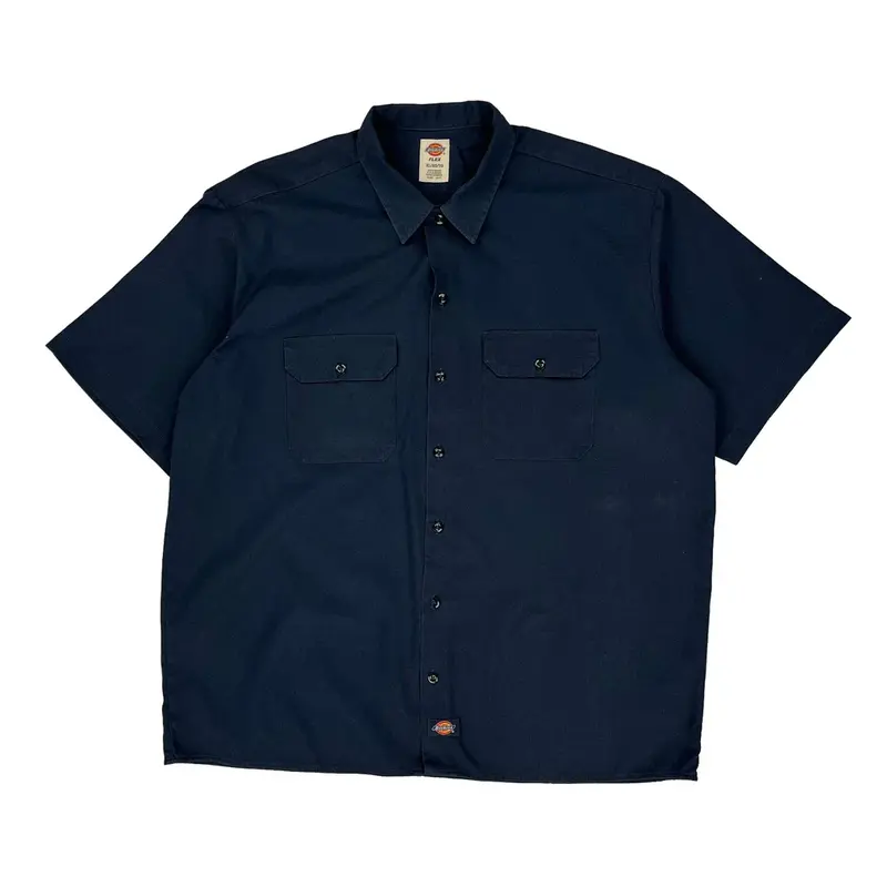 Dickies Short Sleeve Shirt - XL Navy Polyester Blend
