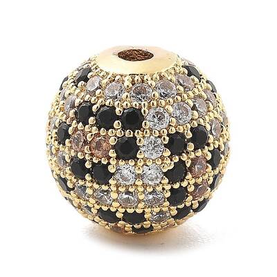 Brass Micro Pave Cubic Zirconia Beads