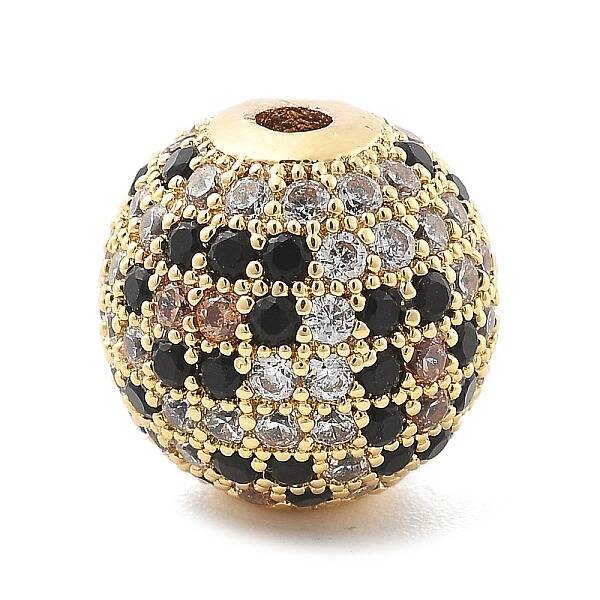 Brass Micro Pave Cubic Zirconia Beads