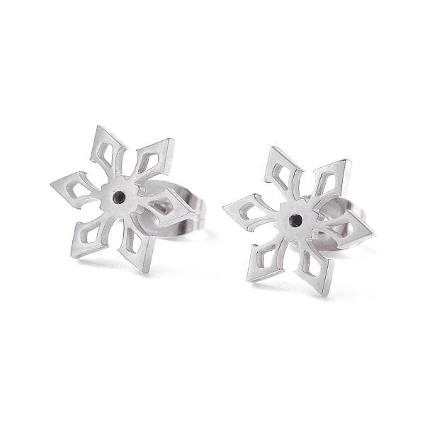 Non-Tarnish Snowflake 304 Stainless Steel Stud Earrings for Women