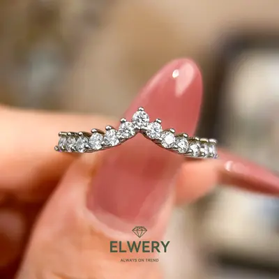 【R-039 | V Band】Synthetic Moissanite Rings Jewelry