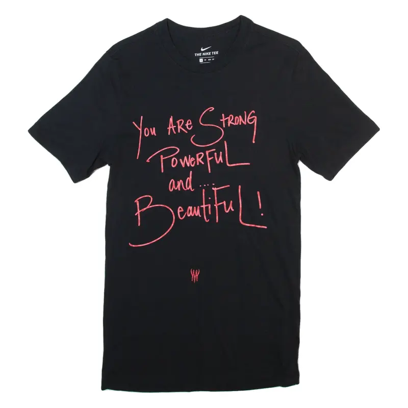 NIKE You Are Strong Womens T-Shirt Black Crew Neck XS