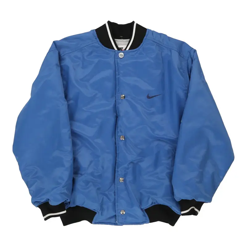 Age 14-16 Nike Spellout Baseball Jacket - Large Blue Nylon Blend