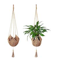 Boho Style Hanging Plant Holder, 1 Count Handmade Woven Plant Holder without The Plant, Hanging Plant Basket, Decorative Gar...