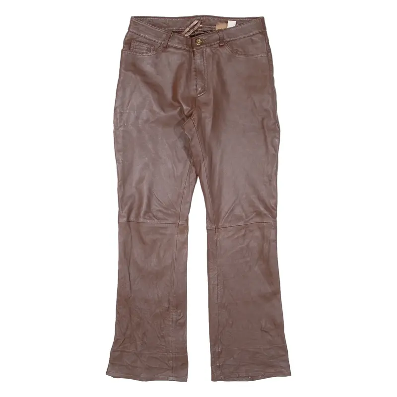 Womens Leather Trousers Brown Regular Bootcut W26 L26