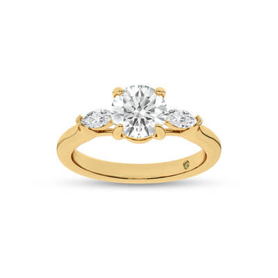 Maui Three Stone Round Lab Grown Diamond Engagement Ring | 18K Yellow Gold 4 1/2 CT. TW.