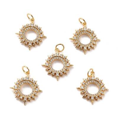 Brass Micro Pave Cubic Zirconia Pendants