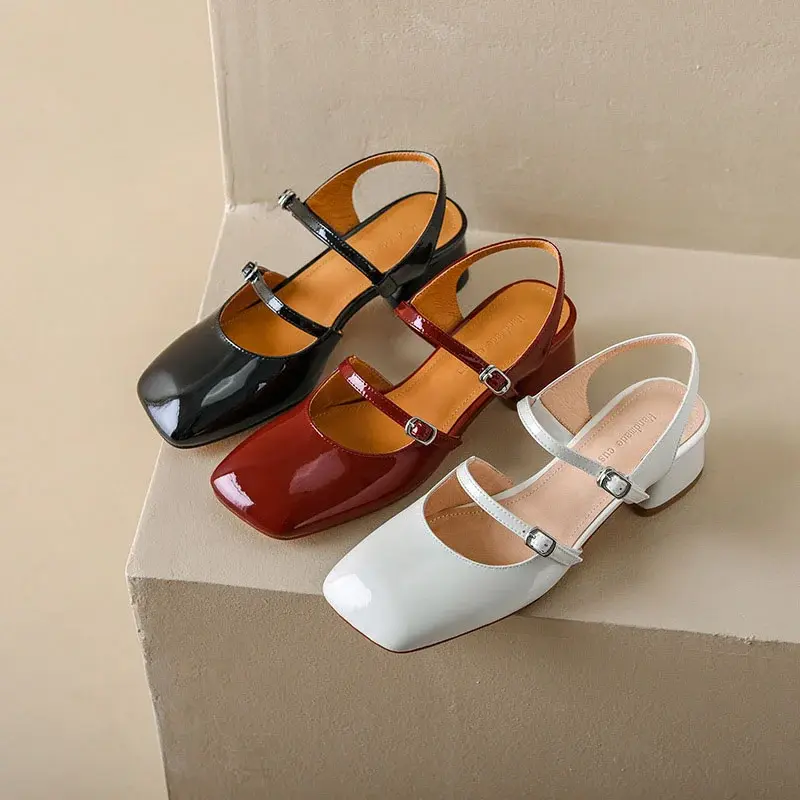 CHIKO Ansley Square Toe Block Heels Slingback Shoes