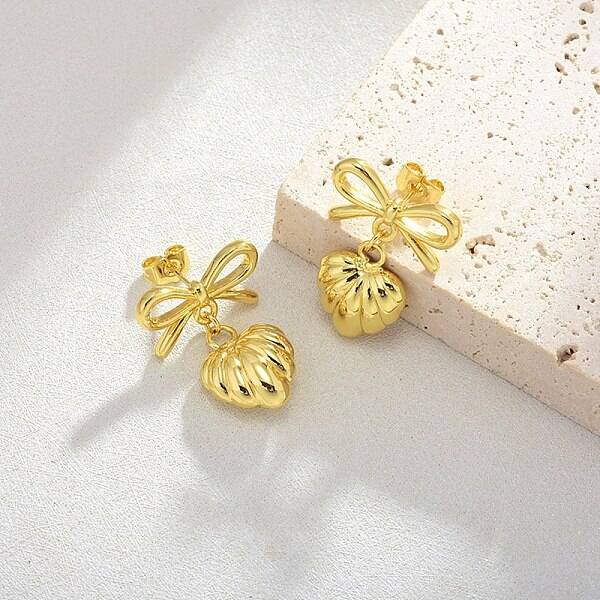 Brass Dangle Stud Earrings