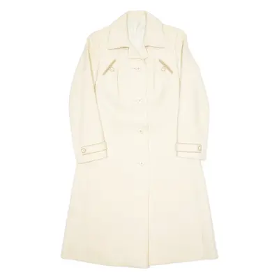 HUCKE Womens Overcoat Coat Cream Wool 90s M
