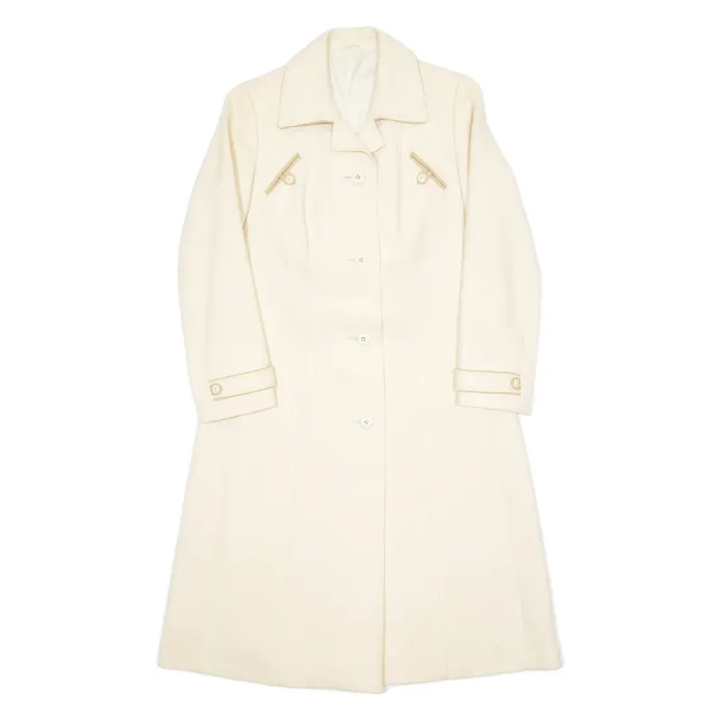 HUCKE Womens Overcoat Coat Cream Wool 90s M