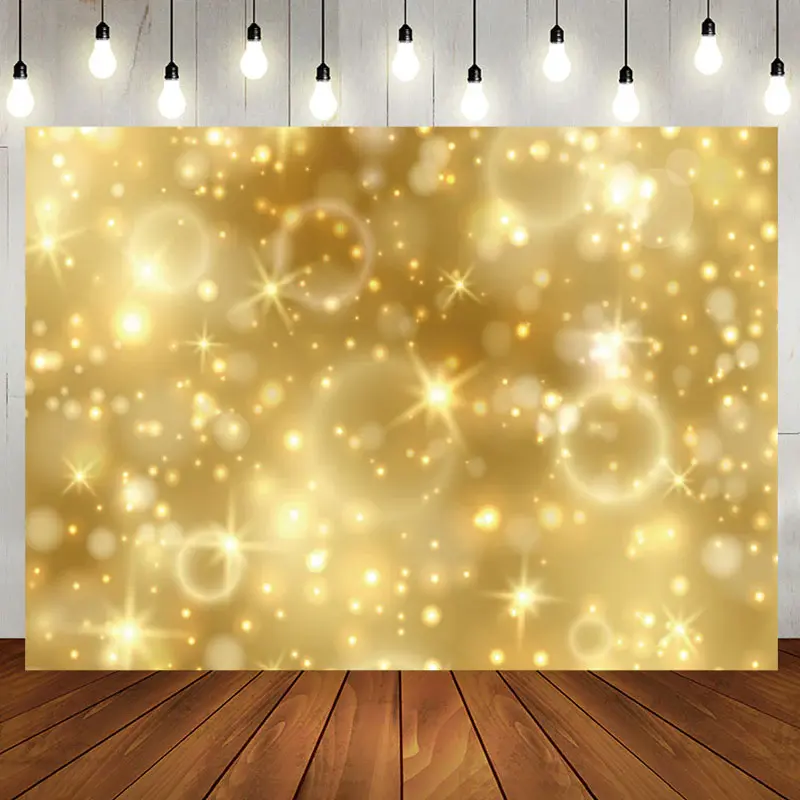Simple Golden Sparkle Bokeh Happy Birthday Backdrop - Aperturee