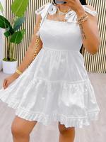 Women's Solid Color Tie Shoulder   Dress, Elegant Fashion Casual   Dress for Daily Outdoor Wear, Women Dress for Summer