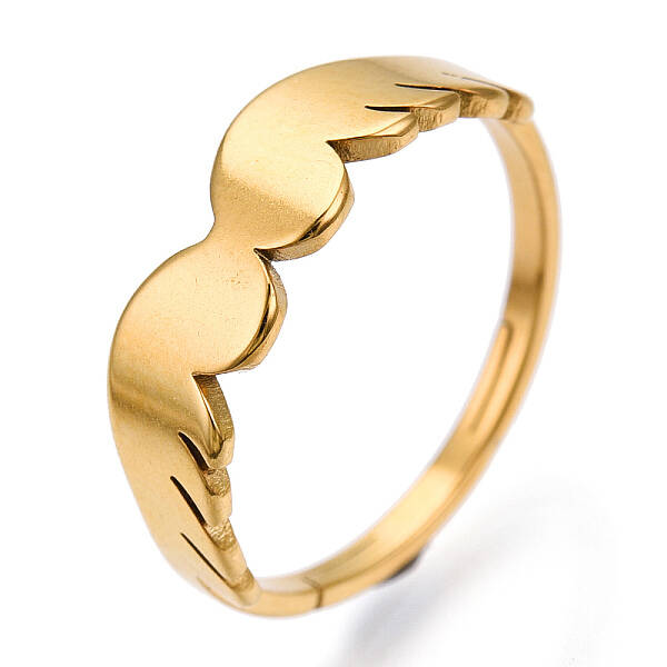 Ion Plating(IP) 304 Stainless Steel Wing Adjustable Ring for Women