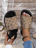 Women's Fashionable Geometric Pattern Slide Sandals, Casual Comfortable Flat Sandals for Summer, Lightweight Breathable Shoes...