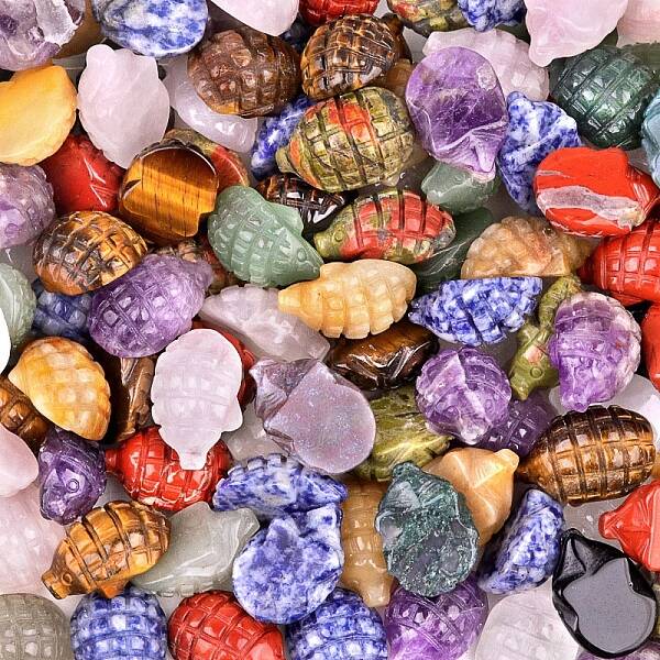 Natural & Synthetic Mixed Stone Carved Pangolin Figurines