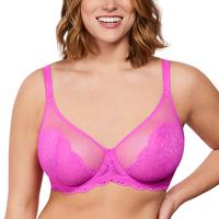 HSIA Blossom Vibrant Colors Plus Size Comfort Unlined Lace Mesh Full Coverage Unerwire Bra Women Minimizer Bra Bra For Women ...