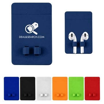 250 Promotional Phone Wallet With Earbuds Holder - Silicone