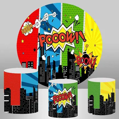 Aperturee City Buildings Round Birthday Party Backdrop For Boy | Birthday Backdrop Ideas | Circular Birthday Backdrop Cover |...
