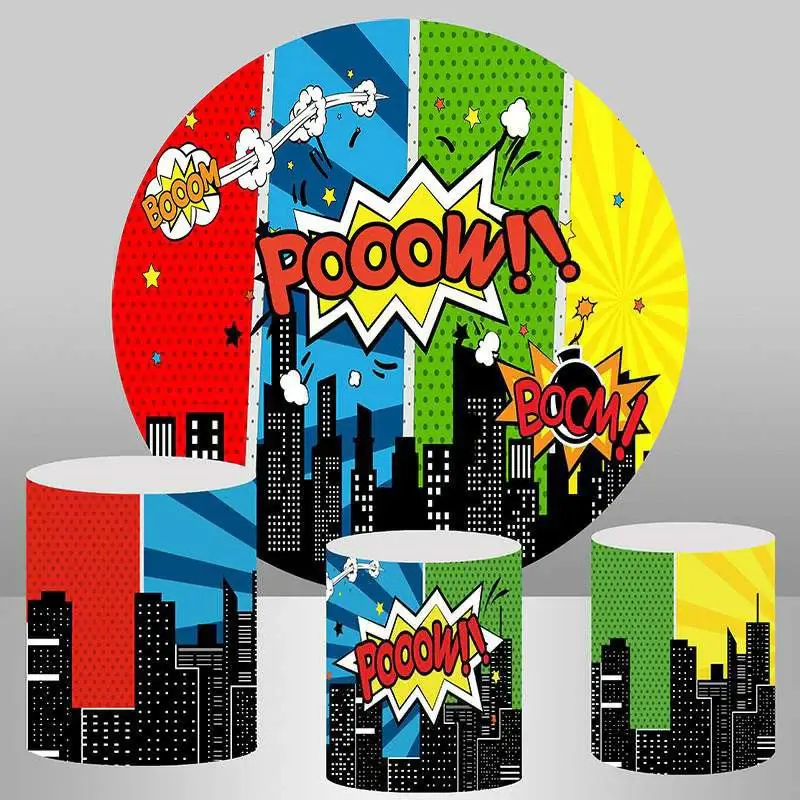 Aperturee City Buildings Round Birthday Party Backdrop For Boy | Birthday Backdrop Ideas | Circular Birthday Backdrop Cover |...