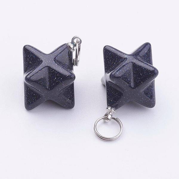 Synthetic Blue Goldstone Pendants