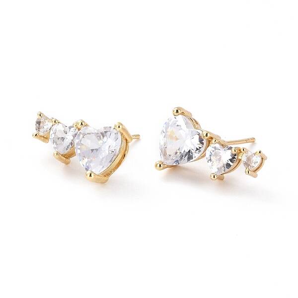 Heart Clear Cubic Zirconia Stud Earrings for Her